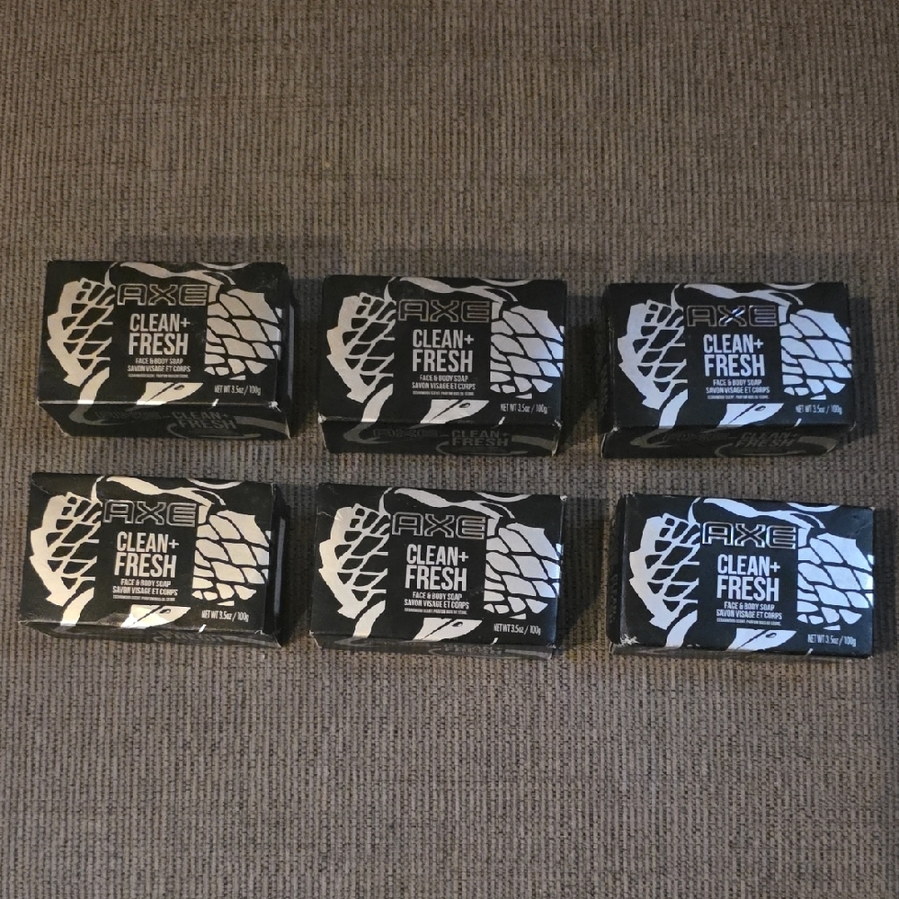 AXE Clean & Fresh Face And Body Soap, Six Bars, 3.5oz. Each, All New